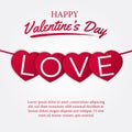 Hanging love text with red beautiful heart shape for romance and valentine`s day greeting card template Royalty Free Stock Photo