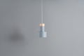 Hanging metal gray lamp with wooden part