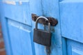 Hanging metal padlock Royalty Free Stock Photo