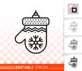 Hanging mitten simple black line vector icon Royalty Free Stock Photo