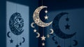 Hanging Moon and Star Decorations Royalty Free Stock Photo