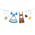 Hanging Oktoberfest Icons On A Bent String Blue