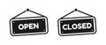 Hanging Open And Closed Signs - Vector Illustration Icons - Isolated On White Background Royalty Free Stock Photo