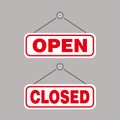 Hanging Open and Closed Store Signs Illustration Template Vector Royalty Free Stock Photo