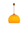 Hanging orange lamp light isolated with clipping path