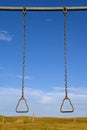 Hanging outdoor rings on old playground equipment