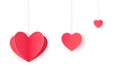 Hanging paper hearts clip art for design and decor.