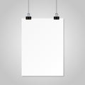 Hanging paper with shadow on a grey background