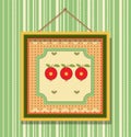 The hanging picture with apples, retro style