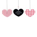 Hanging pink hearts vector. Happy Mother`s Day greeting card vector greeting card Royalty Free Stock Photo