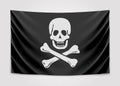 Hanging pirate flag. Vector illustration. Royalty Free Stock Photo