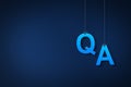 Hanging Question and answer concept on blue background, digital question mark background Royalty Free Stock Photo