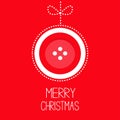 Hanging red button merry Christmas ball with bow Royalty Free Stock Photo