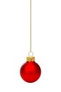 Hanging red Christmas ornament isolated Royalty Free Stock Photo