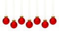 Hanging red Christmas ornaments isolated Royalty Free Stock Photo