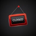 Hanging red closed sign Royalty Free Stock Photo
