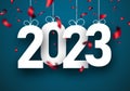 Hanging 2023 with red confetti