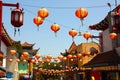 Hanging red lanterns in Chinatown Los Angeles Royalty Free Stock Photo