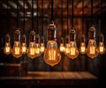 Hanging Retro Lamps, Vintage Style Industrial Lightbulbs, Warm Light Bulb in Interior, Retro Lams