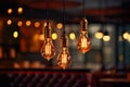 Hanging Retro Lamps, Vintage Style Industrial Lightbulbs, Warm Light Bulb in Interior, Retro Lams