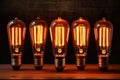 Hanging Retro Lamps, Vintage Style Industrial Lightbulbs, Warm Light Bulb in Interior, Retro Lams