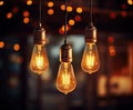 Hanging Retro Lamps, Vintage Style Industrial Lightbulbs, Warm Light Bulb in Interior, Retro Lams