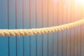 Hanging rope wool close-up on blurred background. Royalty Free Stock Photo