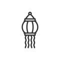 Hanging round lamp kandil. Vector thin line icon design illustration for home decor or festivals like Diwali