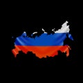 Hanging Russia flag in form of map. Russian Federation. National flag concept Royalty Free Stock Photo