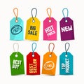 Hanging Sale Tags with Ropes - Colorful Paper Discount Labels Set