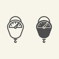 Hanging scale line and solid icon. Kitchen scales tool symbol, outline style pictogram on beige background. Hanging Royalty Free Stock Photo