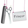 Hanging Scissors Comb Friseur Banner