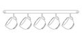 Hanging shelf with cups. Kitchen interier. Continuous line drawing. Vector illustration