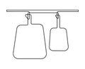 Hanging shelf with cutting boards. Kitchen interier. Continuous line drawing. Vector illustration