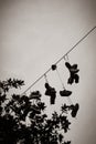 Hanging shoes gate at Navigli Milan, Italy