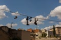 Hanging shoes Royalty Free Stock Photo