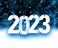 Hanging 2023 sign on night winter background