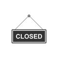 Hanging sign with text Closed door icon isolated. Flat design Royalty Free Stock Photo