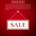 Hanging sign with text Sale icon isolated on red background Royalty Free Stock Photo