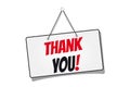 Hanging Sign Thank You! - Black, White And Red Vector Illustration - Isolated On White Background Royalty Free Stock Photo