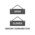 Hanging signboard open closed icon simple flat style vector illustration Royalty Free Stock Photo