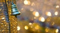 Hanging silver bell with light bokeh background