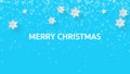 Hanging snow cover of flying particles as minimal Beautiful blue background in Slow Motion dynamic wind in air. Merry Christmas Royalty Free Stock Photo