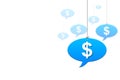 Hanging speech bubble Concept of American dollar symbol, dollar currency concept