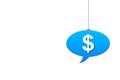 Hanging speech bubble Concept of American dollar symbol, dollar currency concept