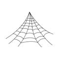 Hanging spider web isolated on white background. Halloween spiderweb element. Cobweb line style. Vector illustration for any Royalty Free Stock Photo