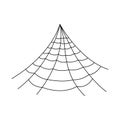 Hanging spider web isolated on white background. Halloween spiderweb element. Cobweb line style. Vector illustration for any Royalty Free Stock Photo