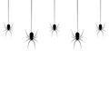 Hanging spiders for decoration on the transparent background. Creepy background for Halloween Royalty Free Stock Photo