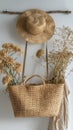 Hanging Straw Bag and Hat