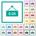 Hanging table with 24 hours flat color icons with quadrant frames